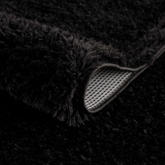 Faina Solid Black Shag Washable Area Rug - Clearance - Ornate Home