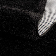 Faina Solid Black Shag Washable Area Rug - Clearance - Ornate Home
