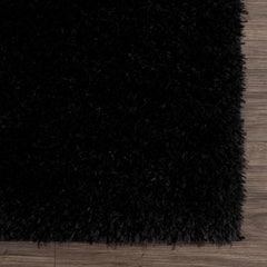 Faina Solid Black Shag Washable Area Rug - Clearance - Ornate Home