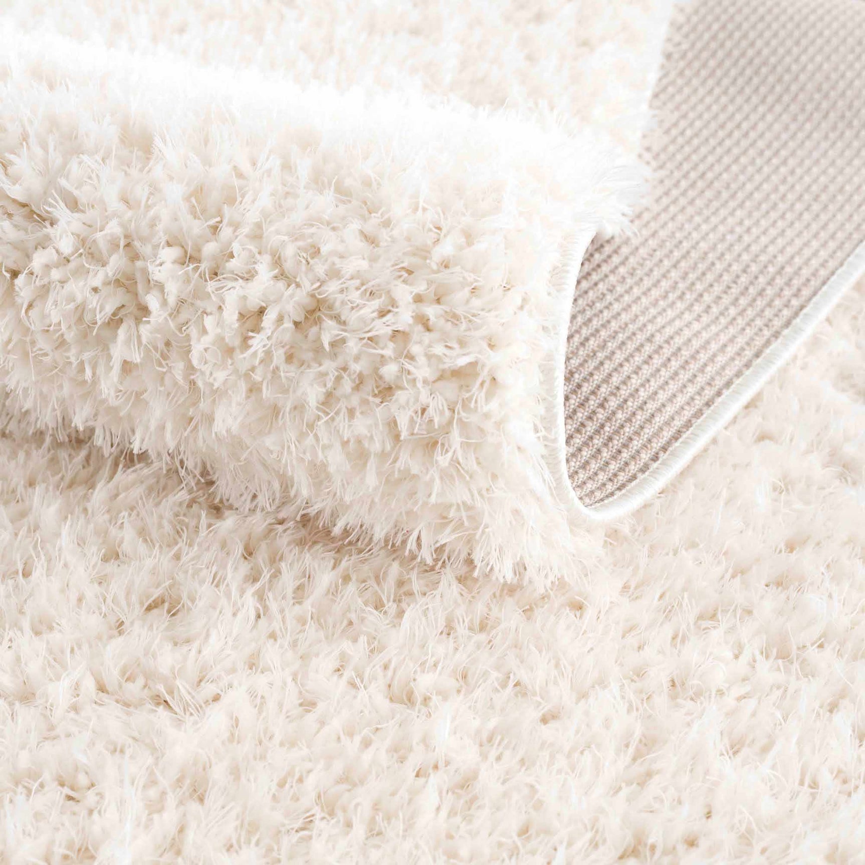Faina Solid Cream Shag Rug Washable - Ornate Home