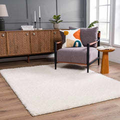 Faina Solid Cream Shag Washable Area Rug - Clearance - Ornate Home