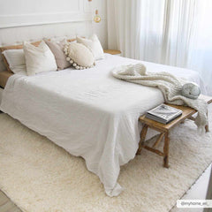 Faina Solid Cream Shag Washable Area Rug - Clearance - Ornate Home