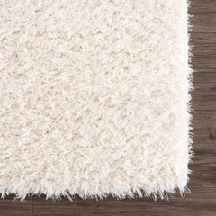 Faina Solid Cream Shag Washable Area Rug - Clearance - Ornate Home