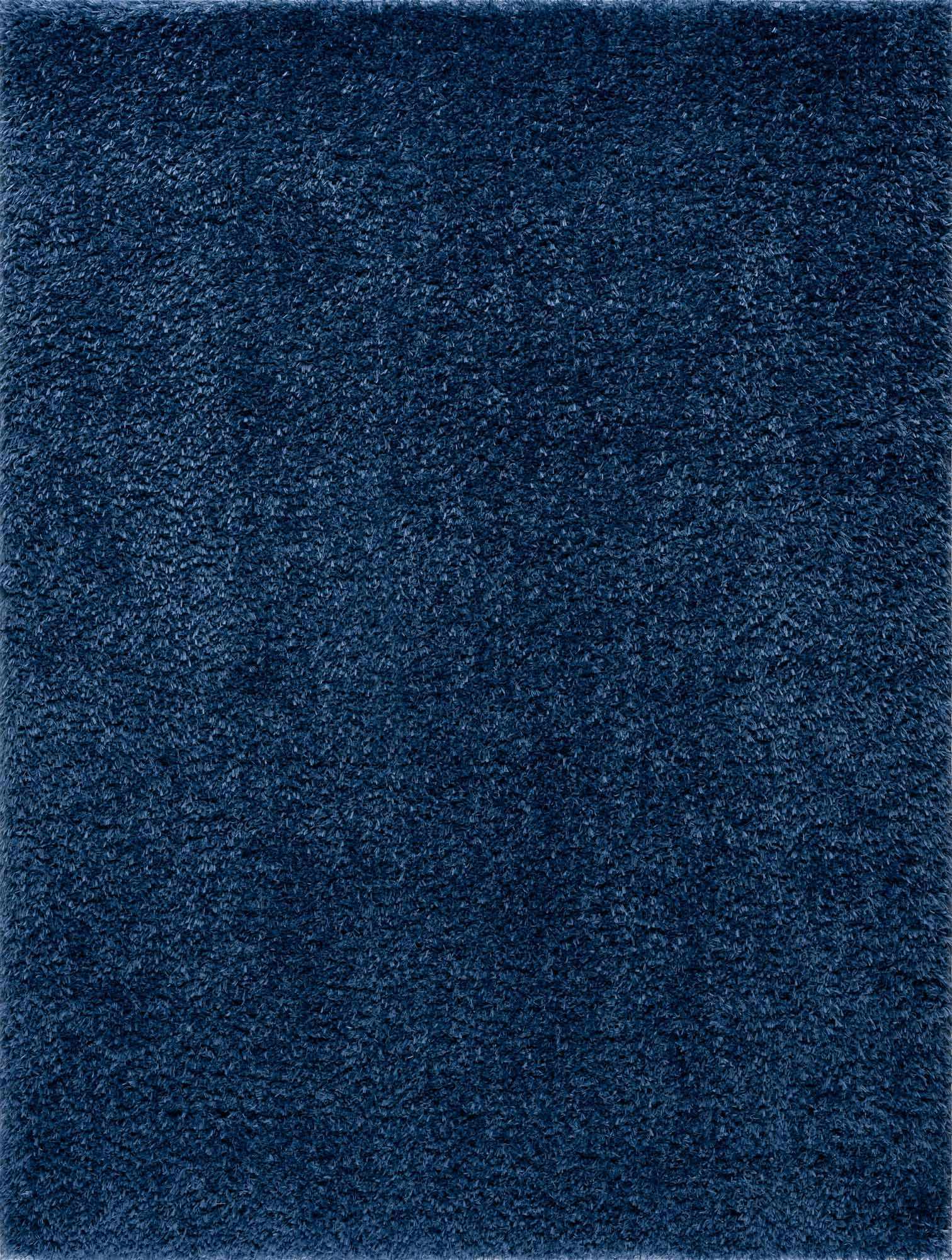 Faina Solid Dark Blue Shag Rug Washable - Ornate Home