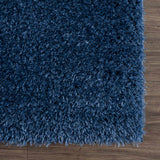 Faina Solid Dark Blue Shag Rug Washable - Ornate Home