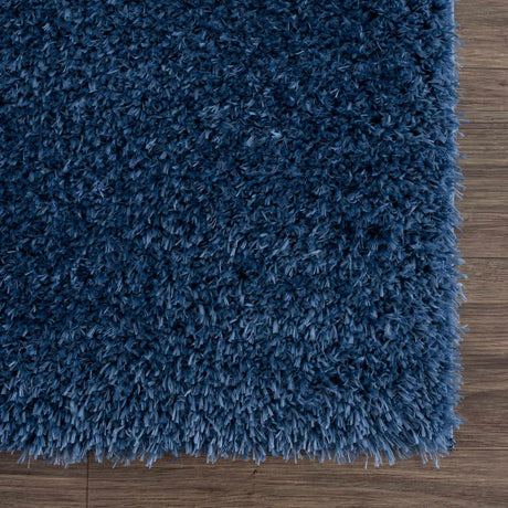 Faina Solid Dark Blue Shag Rug Washable - Ornate Home