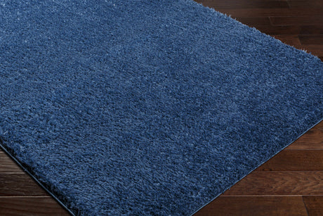 Faina Solid Dark Blue Shag Rug Washable - Ornate Home