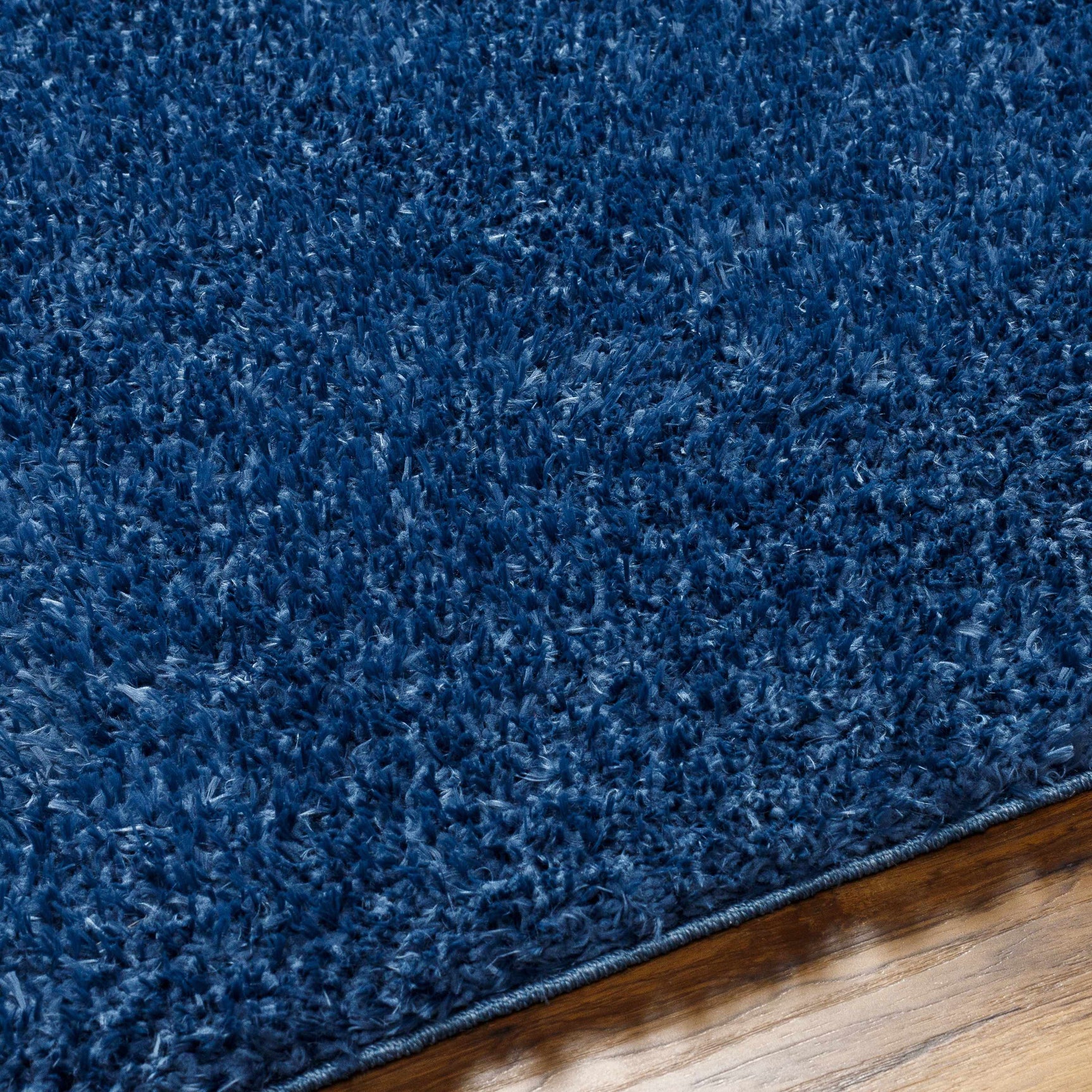 Faina Solid Dark Blue Shag Rug Washable - Ornate Home