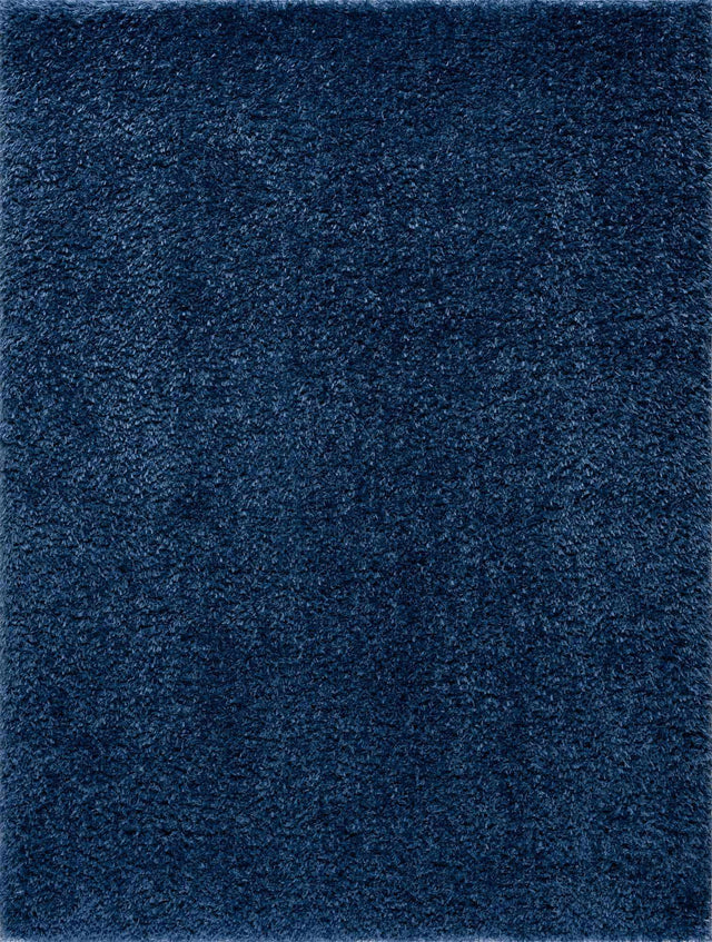 Faina Solid Dark Blue Shag Washable Area Rug - Clearance - Ornate Home