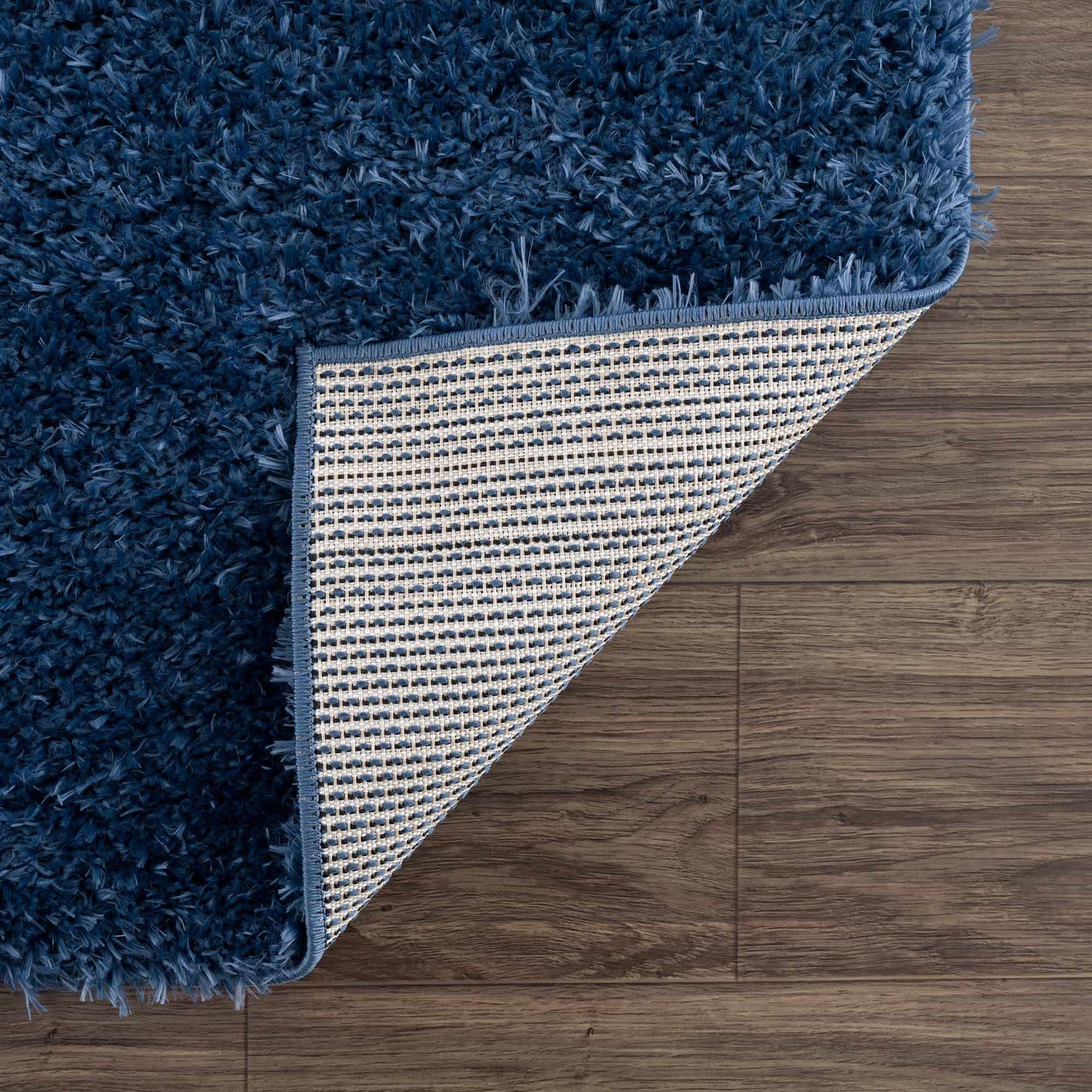 Faina Solid Dark Blue Shag Washable Area Rug - Clearance - Ornate Home