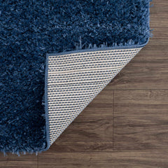 Faina Solid Dark Blue Shag Washable Area Rug - Clearance - Ornate Home