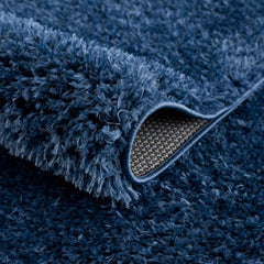 Faina Solid Dark Blue Shag Washable Area Rug - Clearance - Ornate Home