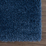 Faina Solid Dark Blue Shag Washable Area Rug - Clearance - Ornate Home