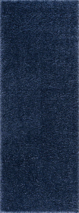 Faina Solid Dark Blue Shag Washable Area Rug - Clearance - Ornate Home