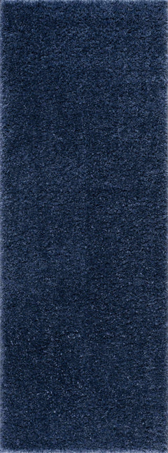 Faina Solid Dark Blue Shag Washable Area Rug - Clearance - Ornate Home