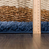 Faina Solid Dark Blue Shag Washable Area Rug - Clearance - Ornate Home