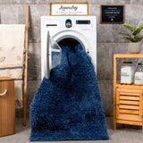Faina Solid Dark Blue Shag Washable Area Rug - Clearance - Ornate Home