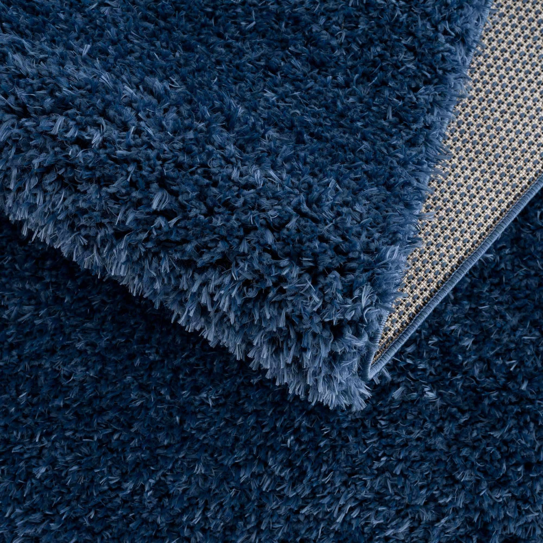 Faina Solid Dark Blue Shag Washable Area Rug - Clearance - Ornate Home