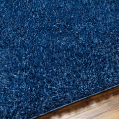 Faina Solid Dark Blue Shag Washable Area Rug - Clearance - Ornate Home