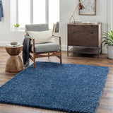 Faina Solid Dark Blue Shag Washable Area Rug - Clearance - Ornate Home