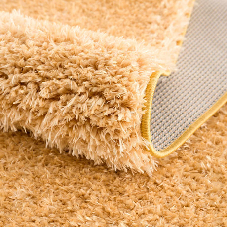 Faina Solid Gold Shag Rug Washable - Ornate Home