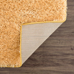 Faina Solid Gold Shag Washable Area Rug - Clearance - Ornate Home