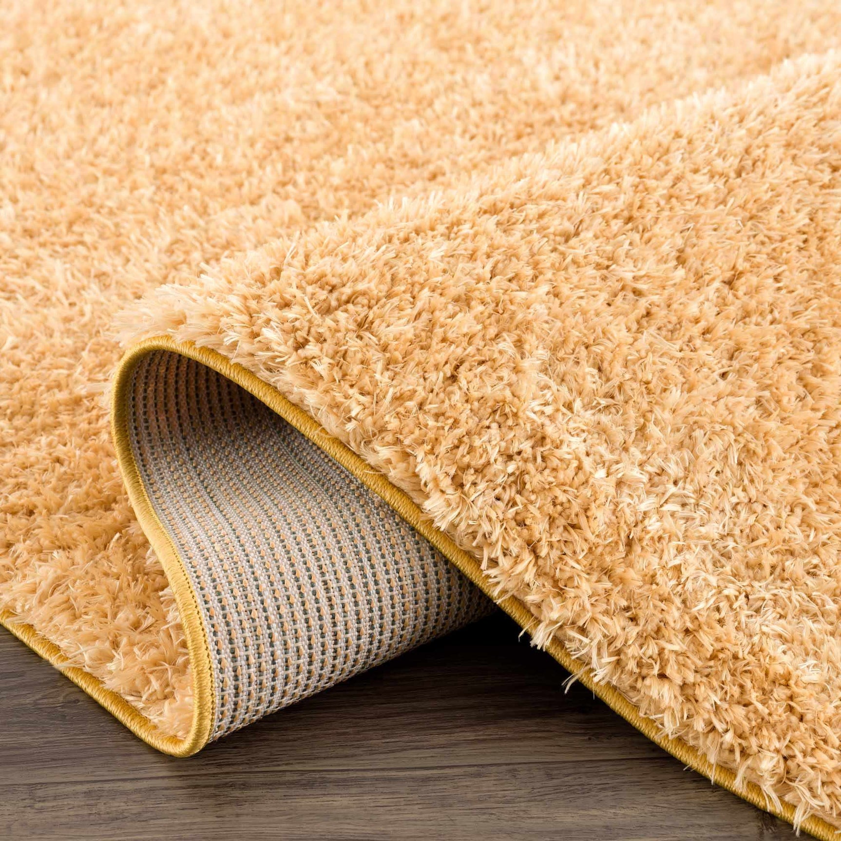Faina Solid Gold Shag Washable Area Rug - Clearance - Ornate Home