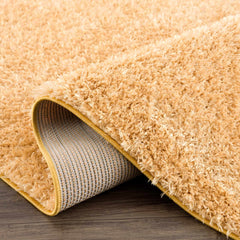 Faina Solid Gold Shag Washable Area Rug - Clearance - Ornate Home