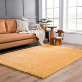 Faina Solid Gold Shag Washable Area Rug - Clearance - Ornate Home