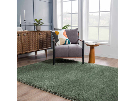 Faina Solid Green Shag Rug Washable - Ornate Home