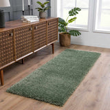 Faina Solid Green Shag Rug Washable - Ornate Home