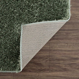 Faina Solid Green Shag Rug Washable - Ornate Home