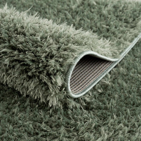 Faina Solid Green Shag Rug Washable - Ornate Home