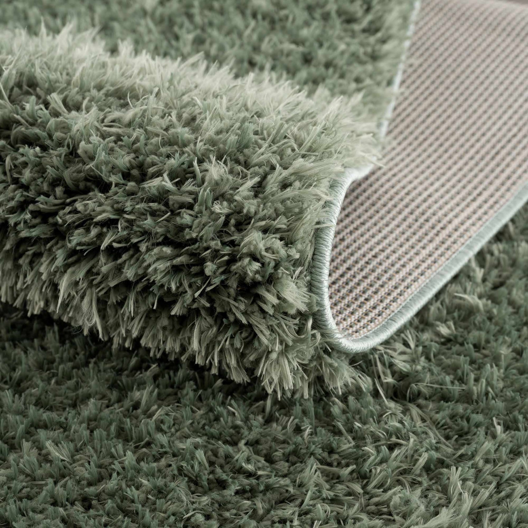 Faina Solid Green Shag Rug Washable - Ornate Home