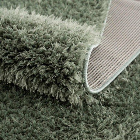 Faina Solid Green Shag Rug Washable - Ornate Home