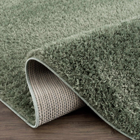 Faina Solid Green Shag Rug Washable - Ornate Home