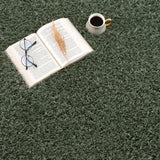 Faina Solid Green Shag Rug Washable - Ornate Home