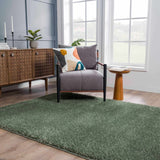 Faina Solid Green Shag Washable Area Rug - Clearance - Ornate Home