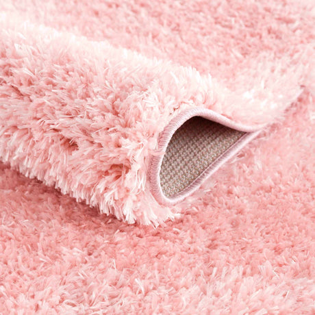 Faina Solid Pink Shag Rug Washable - Ornate Home