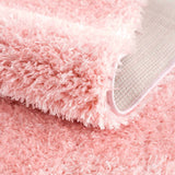 Faina Solid Pink Shag Rug Washable - Ornate Home