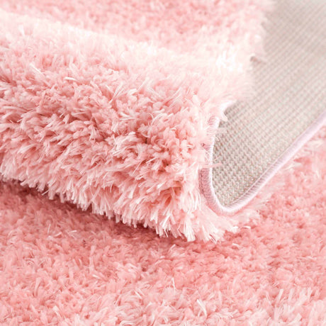 Faina Solid Pink Shag Rug Washable - Ornate Home