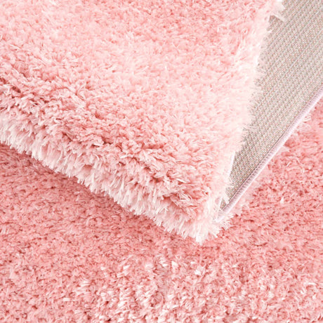 Faina Solid Pink Shag Rug Washable - Ornate Home