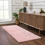 Faina Solid Pink Shag Washable Area Rug - Clearance - Ornate Home