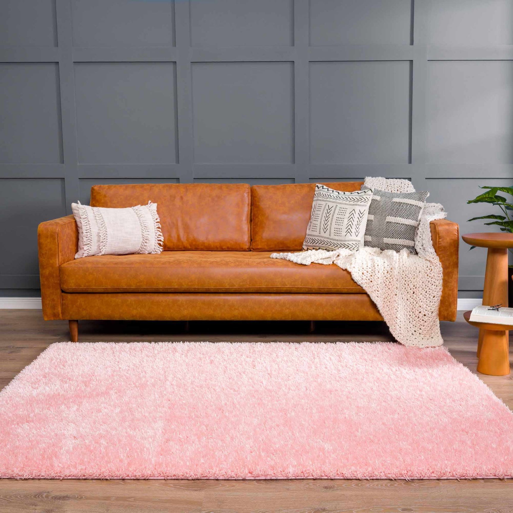 Faina Solid Pink Shag Washable Area Rug - Clearance - Ornate Home