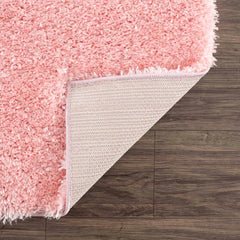 Faina Solid Pink Shag Washable Area Rug - Clearance - Ornate Home