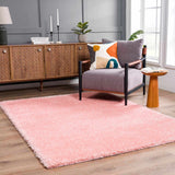 Faina Solid Pink Shag Washable Area Rug - Clearance - Ornate Home