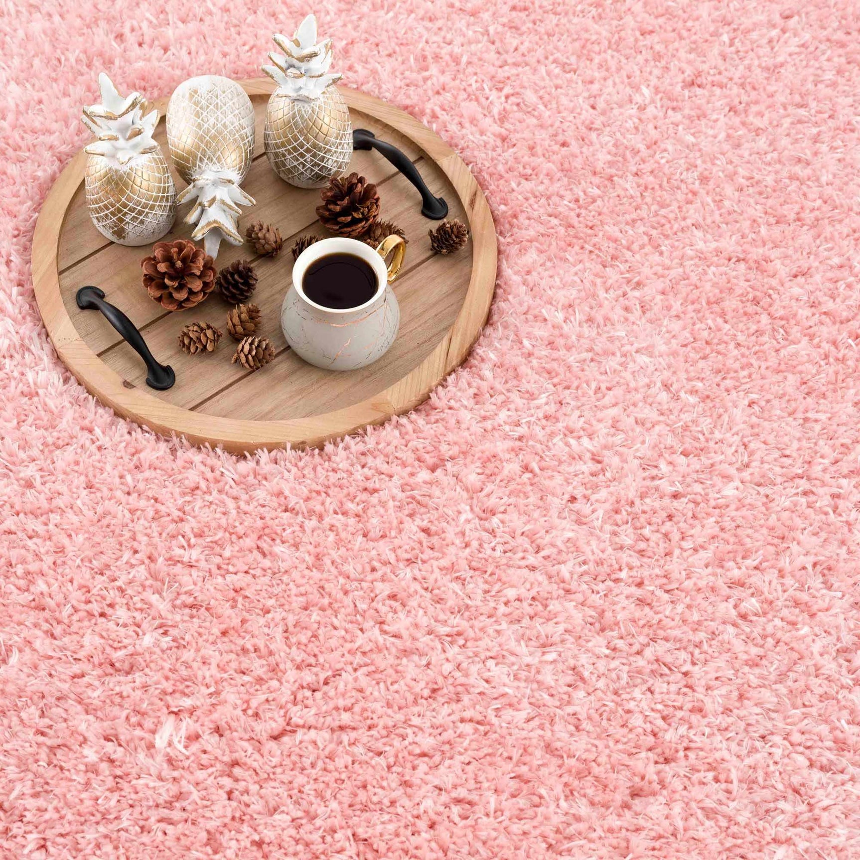 Faina Solid Pink Shag Washable Area Rug - Clearance - Ornate Home