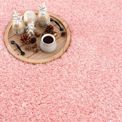 Faina Solid Pink Shag Washable Area Rug - Clearance - Ornate Home