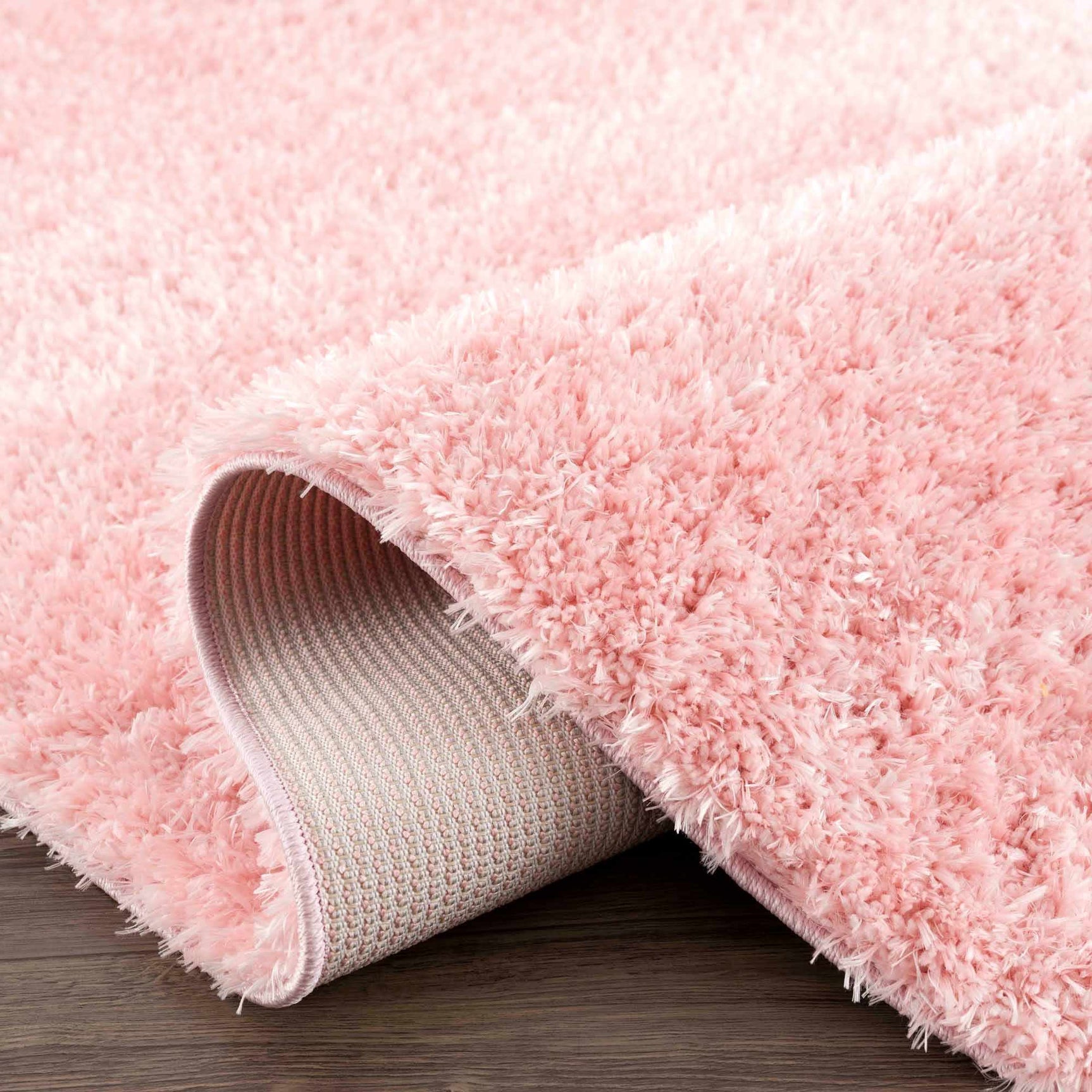 Faina Solid Pink Shag Washable Area Rug - Clearance - Ornate Home