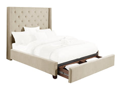 Fairborn Beige California King Platform Bed With Storage Footboard - Ornate Home